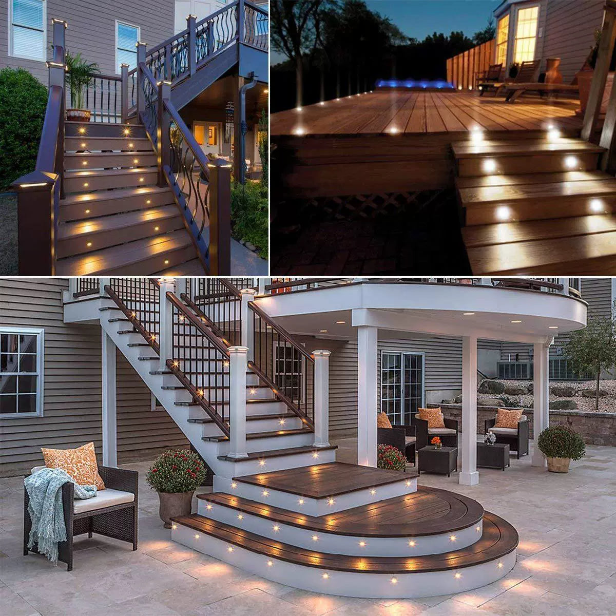 10-Pack Recessed LED Deck Lights – 0.6W Each | Warm White / Natural White  | AC100–265V Input with Power Adapter | US / EU / UK / AU Plug Options | IP67 Waterproof Inground Step Lights Kit for Deck, Garden, Yard, Stairs & Pathway Lighting