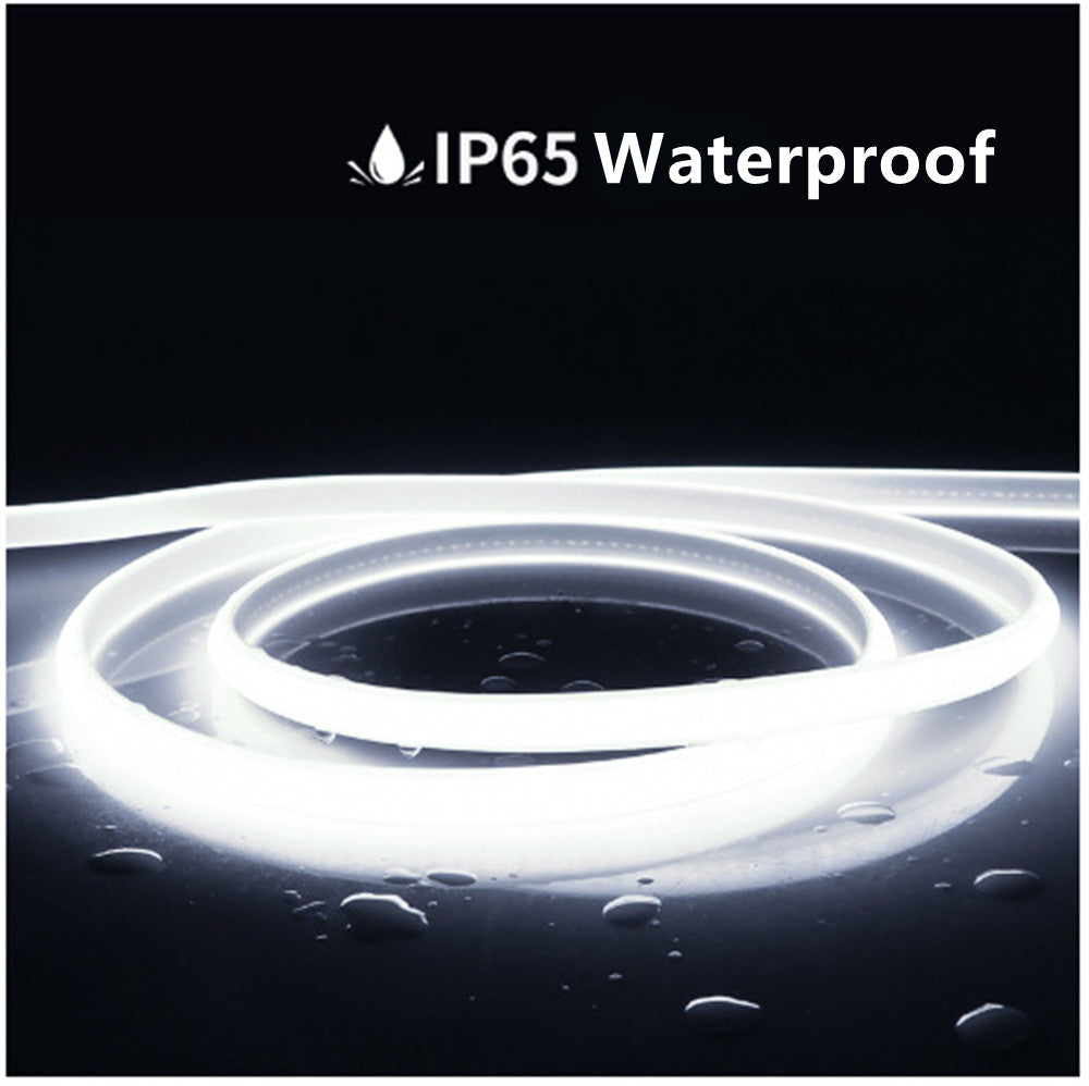 32.8Feet 110V AC / 220V AC Spotless FCOB LED Flexible Strip Light, IP65 Waterproof High Brightness with Inline Switch