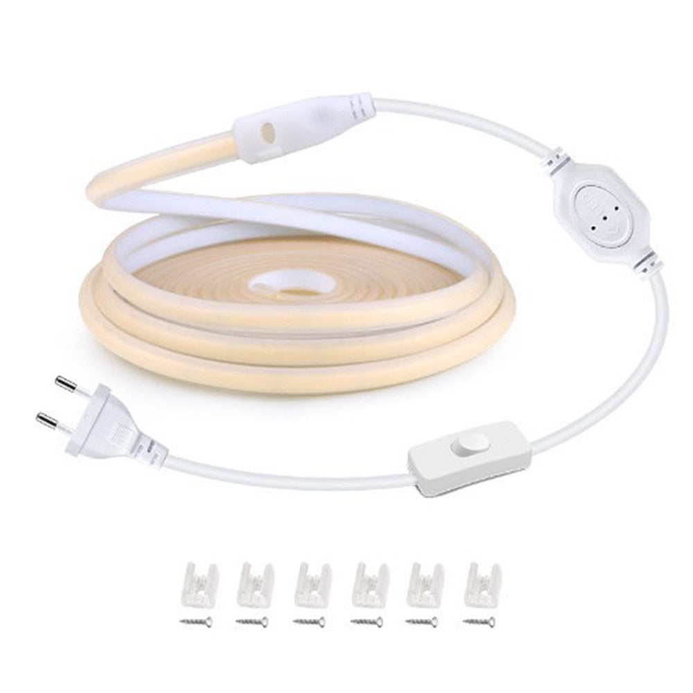 Free Shipping 164Feet 110V AC / 220V AC Spotless FCOB LED Flexible Strip Light, IP65 Waterproof High Brightness with Inline Switch