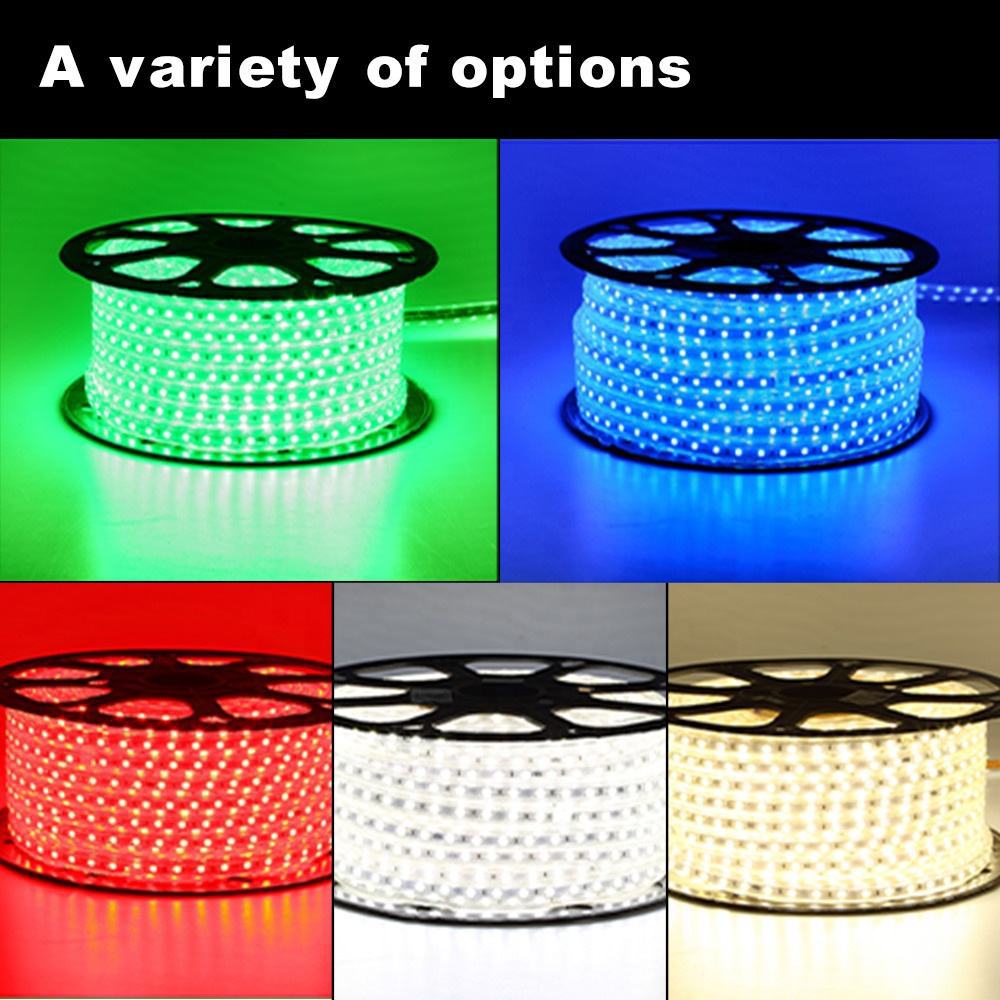 AC 110V / 220V SMD5050 High Voltage LED Neon Strip Light – 60 LEDs/M, Waterproof Flexible Flat Rope Light with Power Plug, 3000K / 4000K / 6000K / Red / Green / Blue / Pink for Indoor & Outdoor Decoration