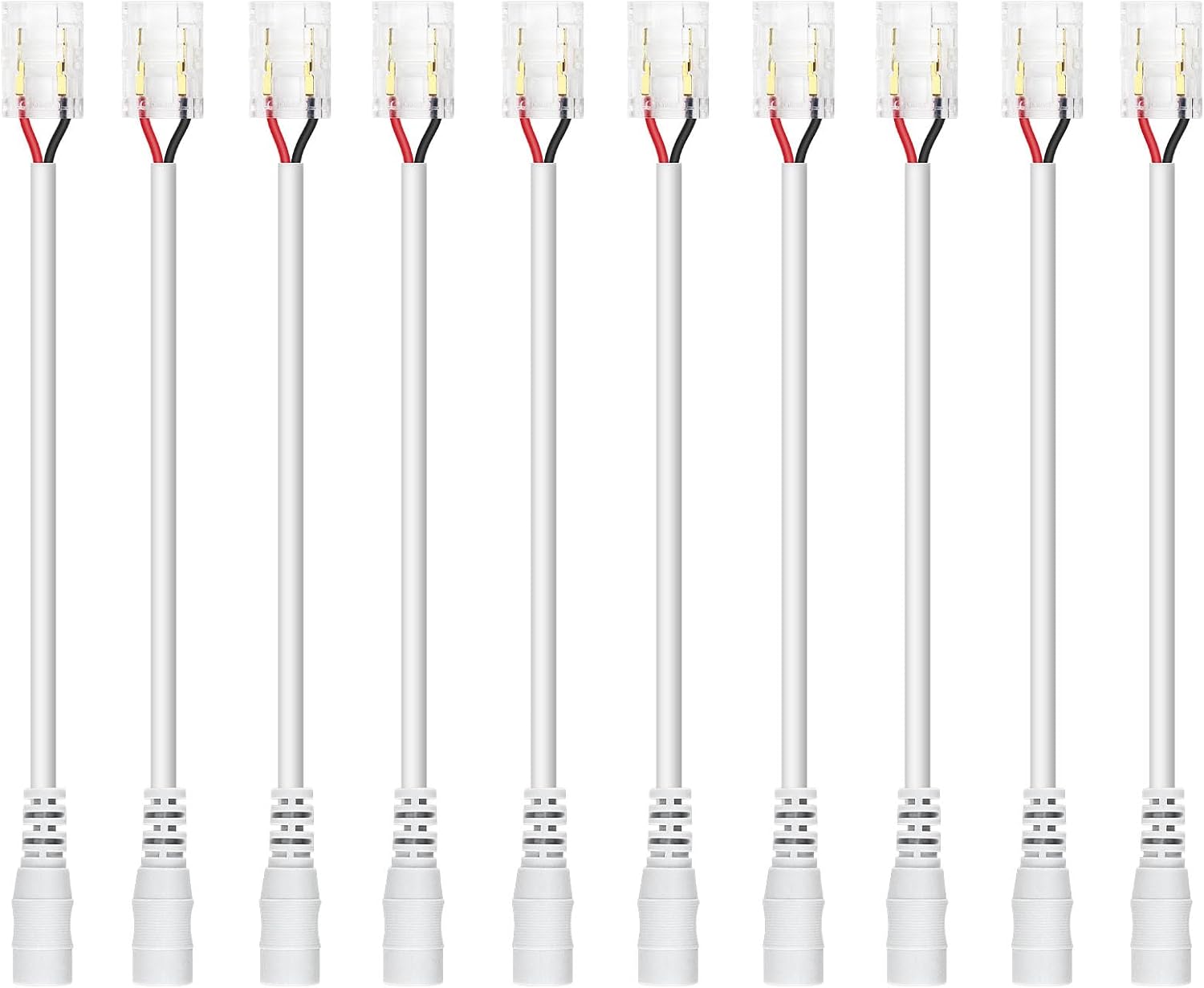 Transparente Kristall-LED-Streifenverbinder – 8 mm 2-polige lötfreie Clips | Streifen zu Kabel / Streifen zu Streifen / DC-Adapter / L – Lokaler Lagerbestand US/UK