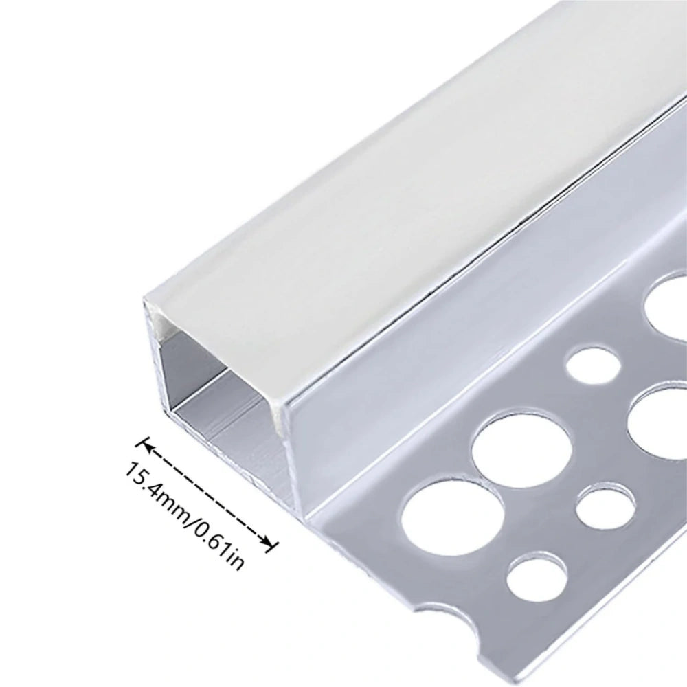 One-Sided Plaster-in Drywall LED Aluminum Channels– Fit for 1 to 12mm LED Strip | 1Meter | Silver | Milky White Cover | 4 / 6 / 10 -Pack | Local Stock US/UK