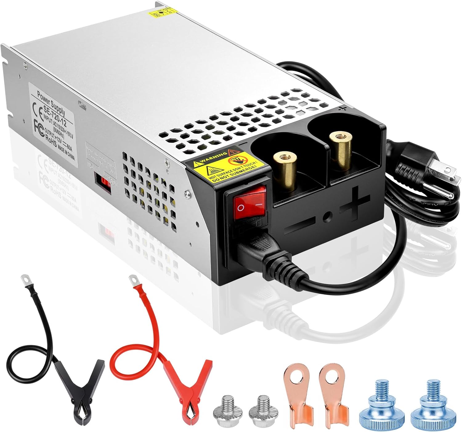 Upgrade 12 V DC Schaltnetzteil 360 W–720 W (30 A–60 A), AC 110/240 V Eingangskonverter und Transformator, Kühllüfterdesign, LED-Treiberadapter für Lichtstreifen, 3D-Drucker, Radio – US/UK/EU-Steckeroptionen, CE/FCC/RoHS-zertifiziert