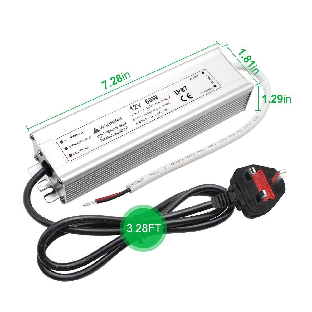 12V Waterproof LED Power Supply 30W–300W, 90–265V Input, Single/Dual Wire Output, Outdoor LED Driver, CE/RoHS/FCC —US/UK/EU Plug & Wire Leads Options