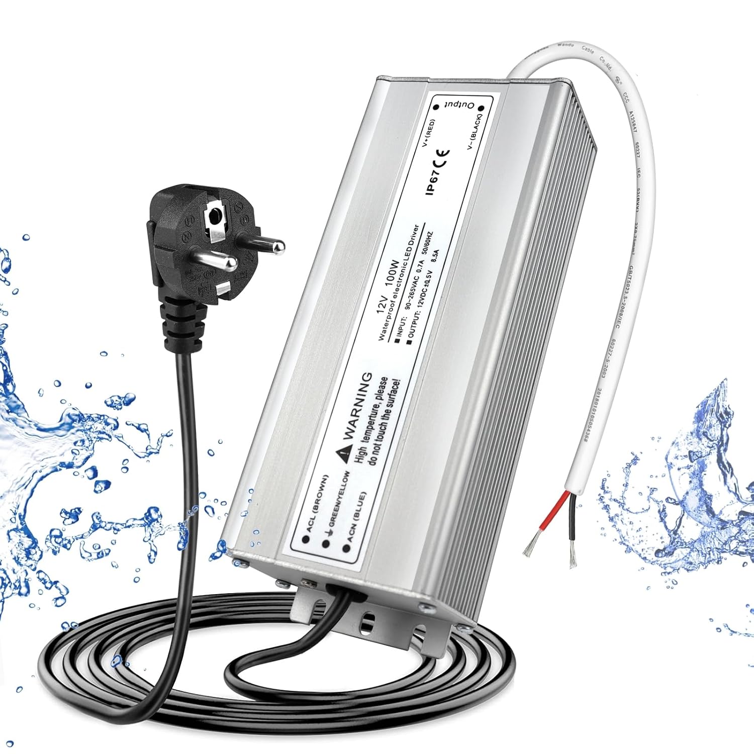 12V Waterproof LED Power Supply 30W–300W, 90–265V Input, Single/Dual Wire Output, Outdoor LED Driver, CE/RoHS/FCC —US/UK/EU Plug & Wire Leads Options