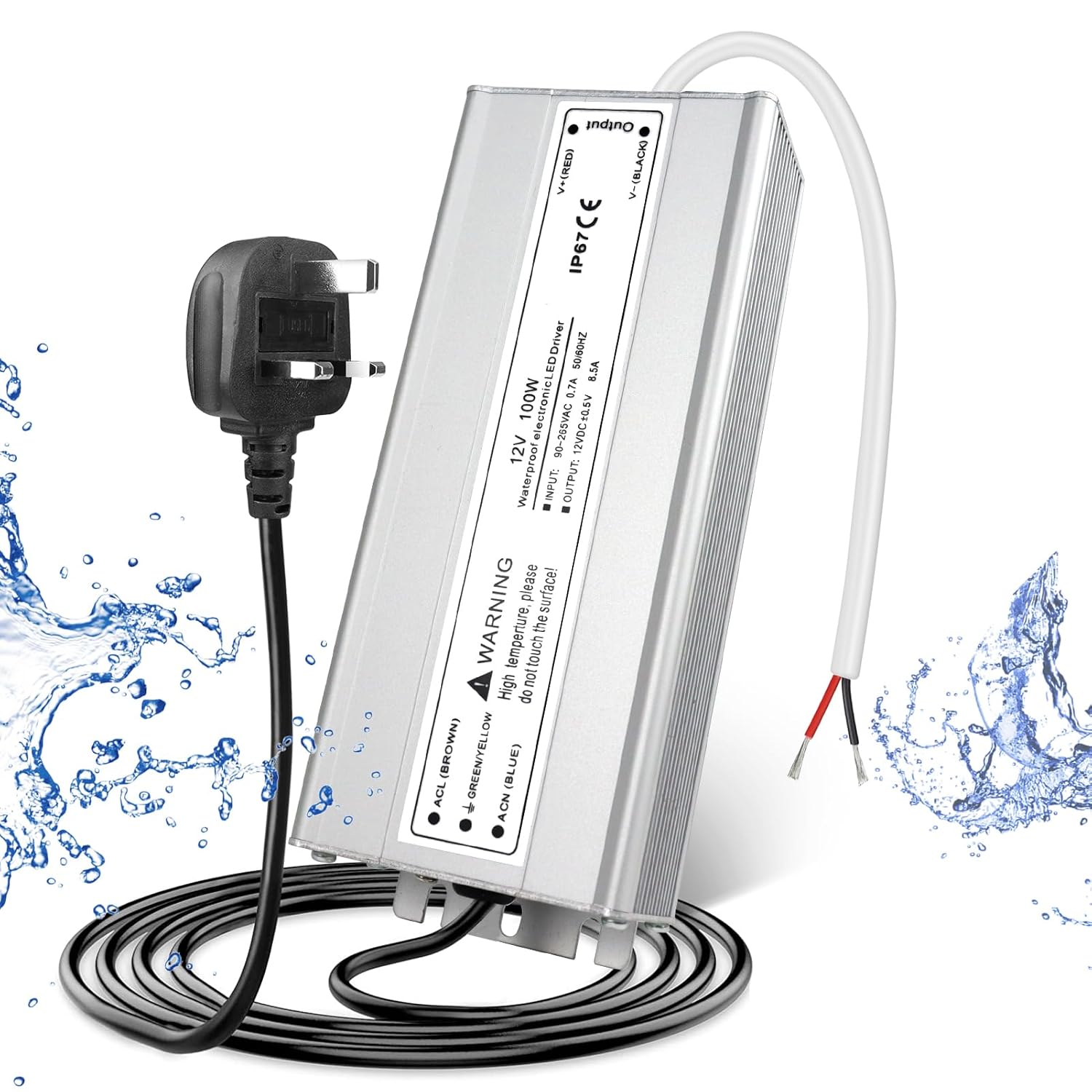 12V Waterproof LED Power Supply 30W–300W, 90–265V Input, Single/Dual Wire Output, Outdoor LED Driver, CE/RoHS/FCC —US/UK/EU Plug & Wire Leads Options