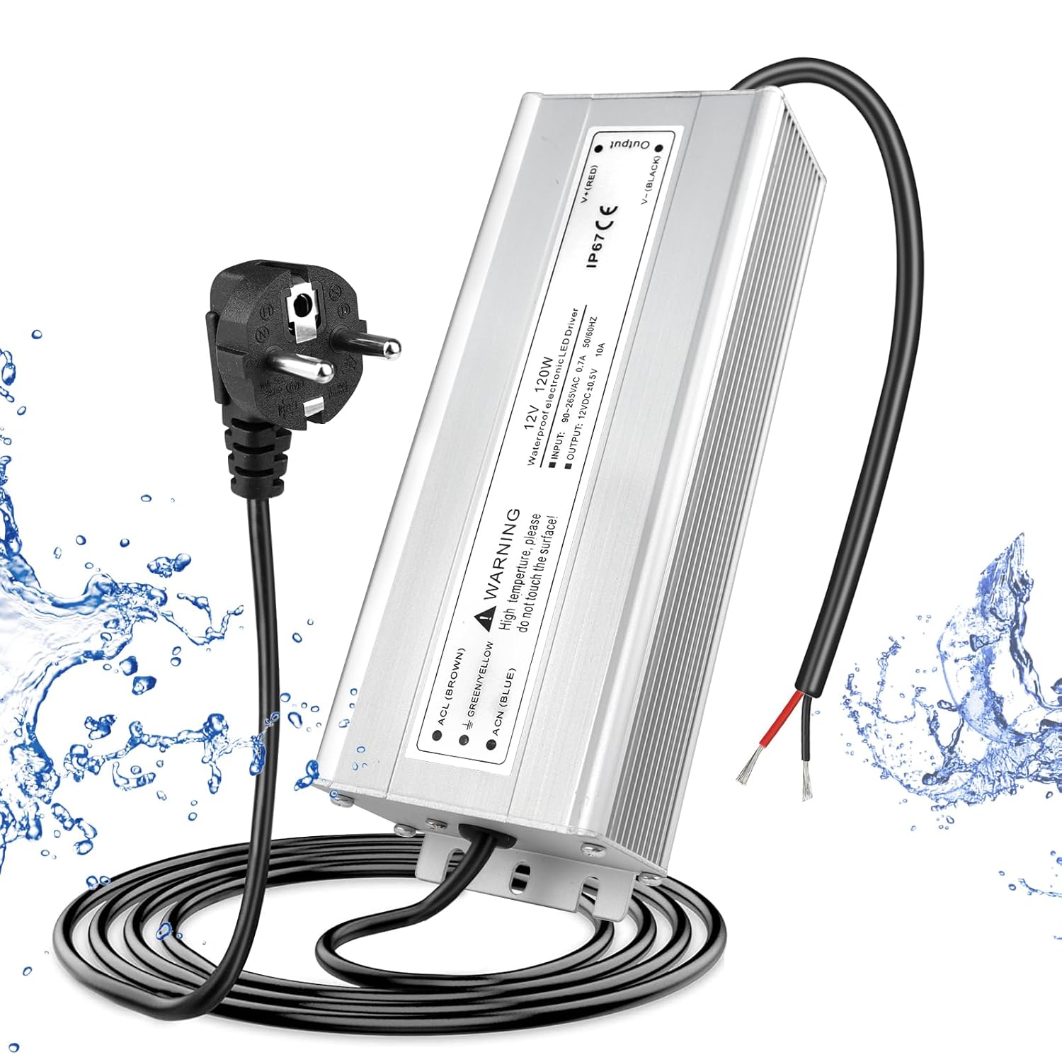 12V Waterproof LED Power Supply 30W–300W, 90–265V Input, Single/Dual Wire Output, Outdoor LED Driver, CE/RoHS/FCC —US/UK/EU Plug & Wire Leads Options