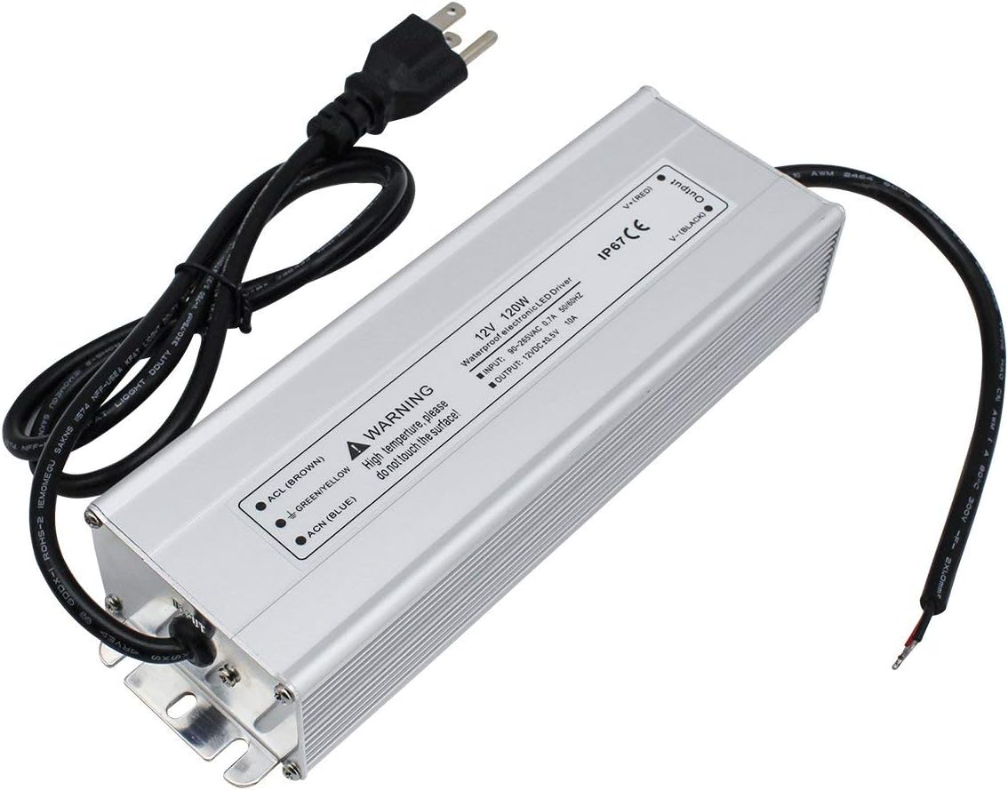 12V Waterproof LED Power Supply 30W–300W, 90–265V Input, Single/Dual Wire Output, Outdoor LED Driver, CE/RoHS/FCC —US/UK/EU Plug & Wire Leads Options