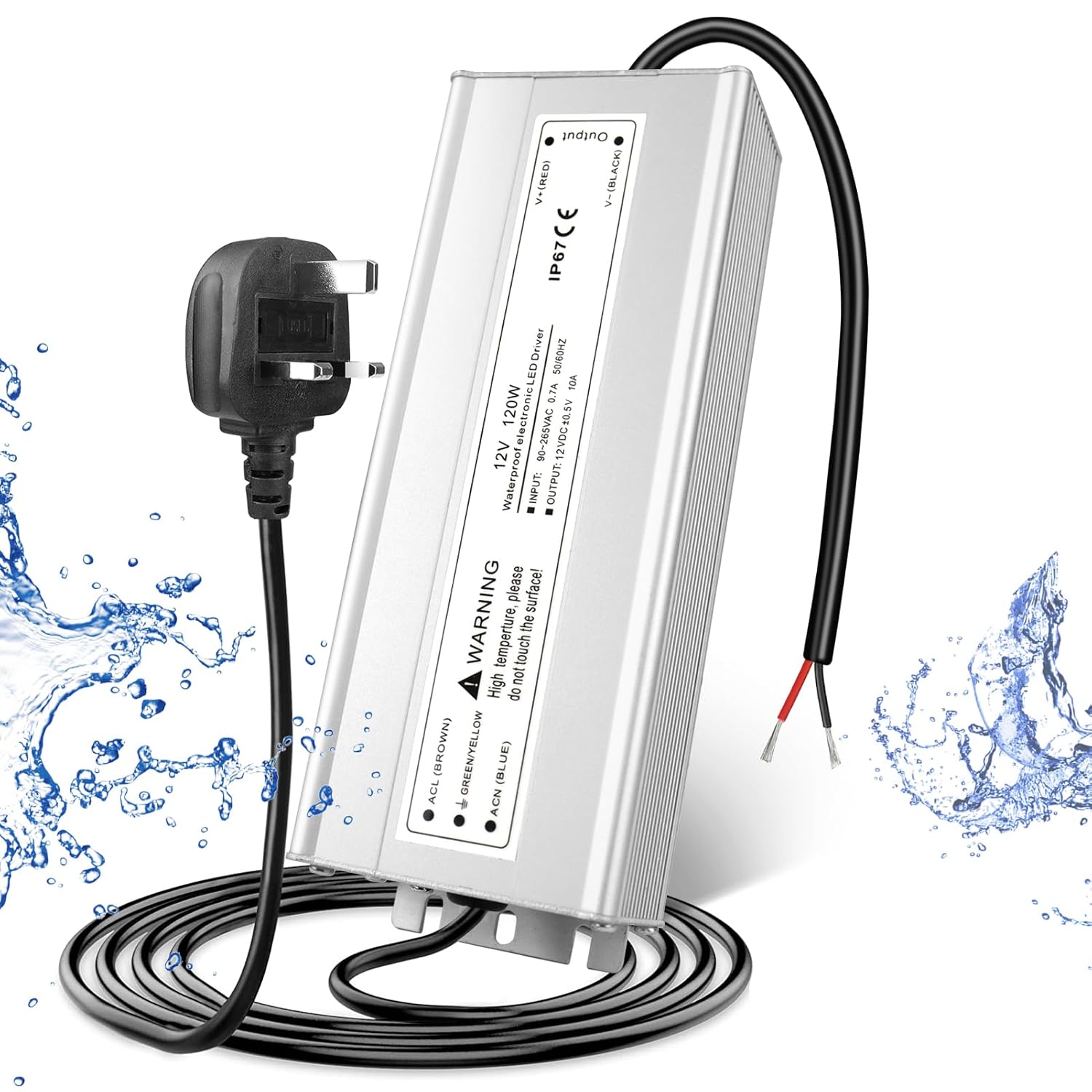 12V Waterproof LED Power Supply 30W–300W, 90–265V Input, Single/Dual Wire Output, Outdoor LED Driver, CE/RoHS/FCC —US/UK/EU Plug & Wire Leads Options