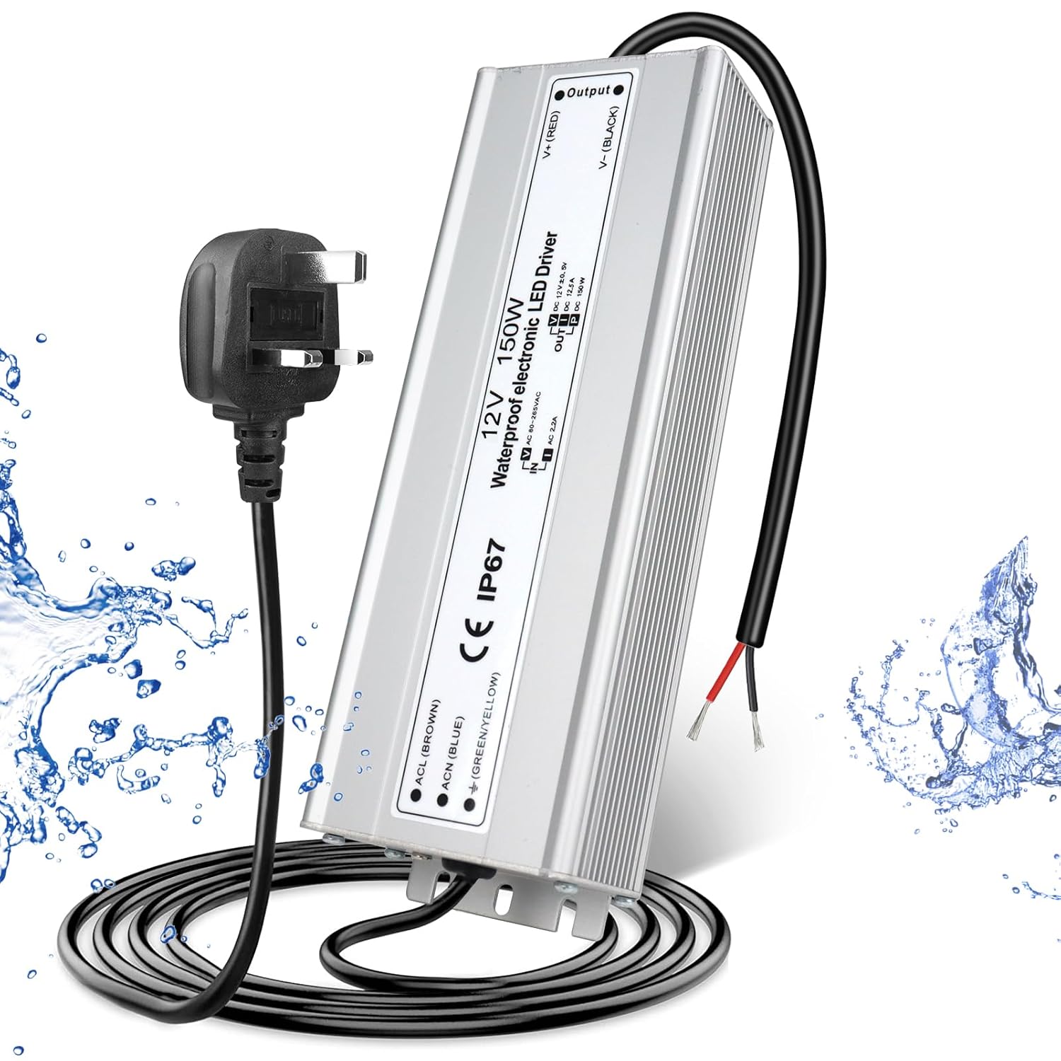 12V Waterproof LED Power Supply 30W–300W, 90–265V Input, Single/Dual Wire Output, Outdoor LED Driver, CE/RoHS/FCC —US/UK/EU Plug & Wire Leads Options