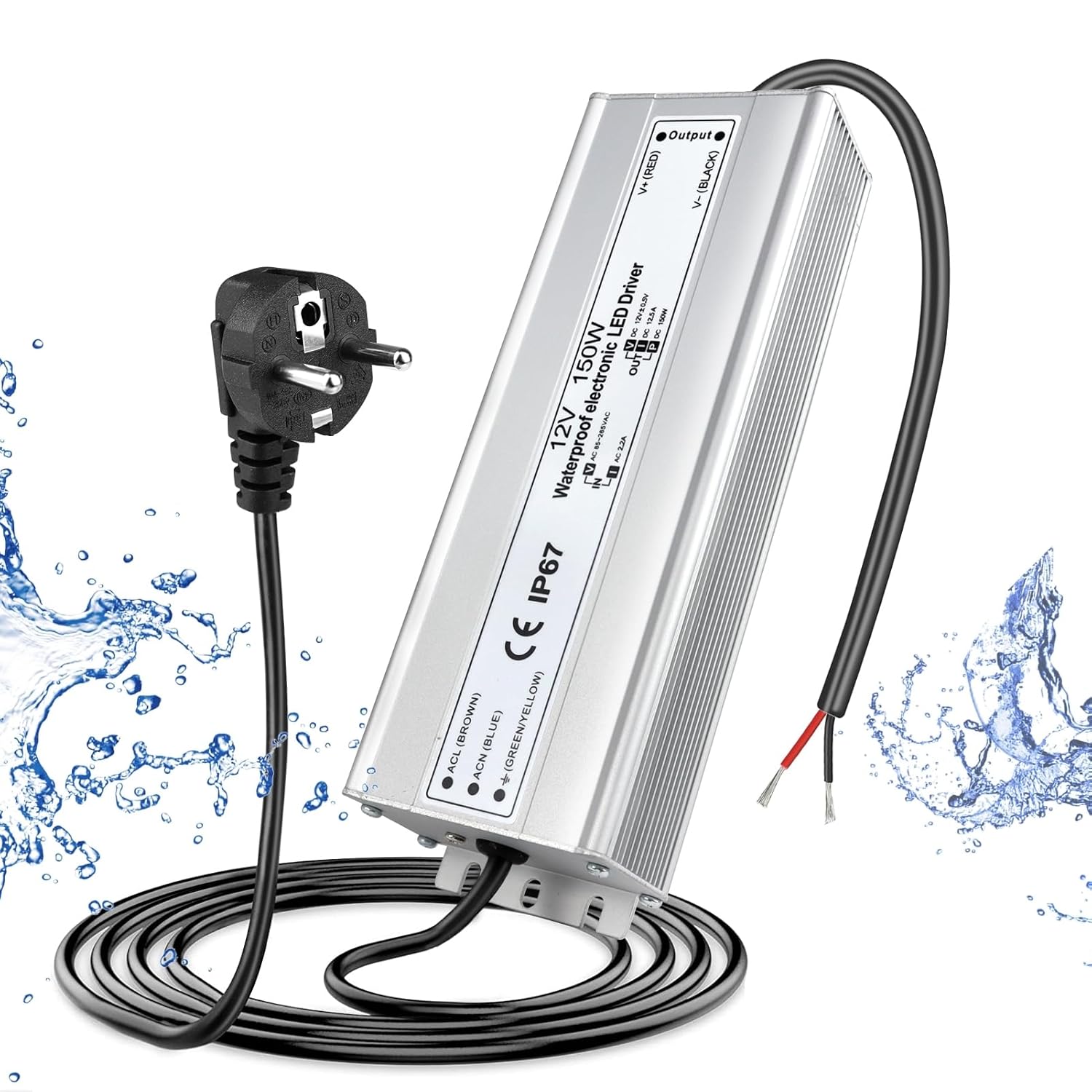 12V Waterproof LED Power Supply 30W–300W, 90–265V Input, Single/Dual Wire Output, Outdoor LED Driver, CE/RoHS/FCC —US/UK/EU Plug & Wire Leads Options