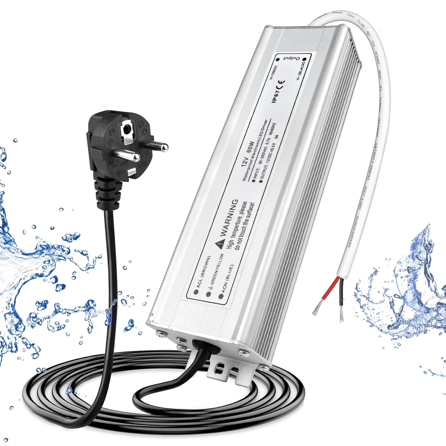 12V Waterproof LED Power Supply 30W–300W, 90–265V Input, Single/Dual Wire Output, Outdoor LED Driver, CE/RoHS/FCC —US/UK/EU Plug & Wire Leads Options