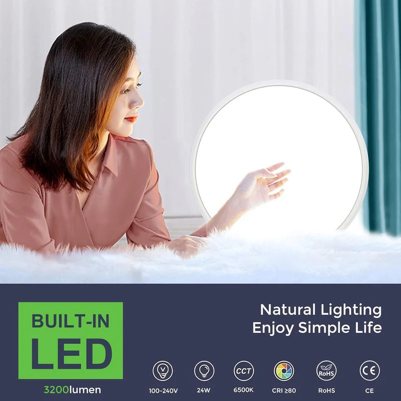 12 Inch Round LED Ceiling Light – 24W – White – 3000K / 4500K / 5000K / 6500K – Flush Mount Ceiling Light – Local Stock (US/UK/DE)