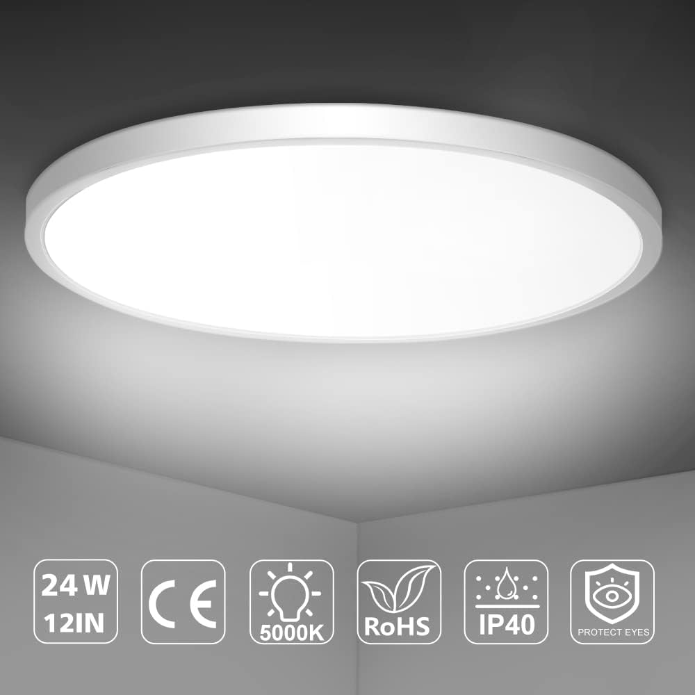 12 Inch Round LED Ceiling Light – 24W – White – 3000K / 4500K / 5000K / 6500K – Flush Mount Ceiling Light – Local Stock (US/UK/DE)