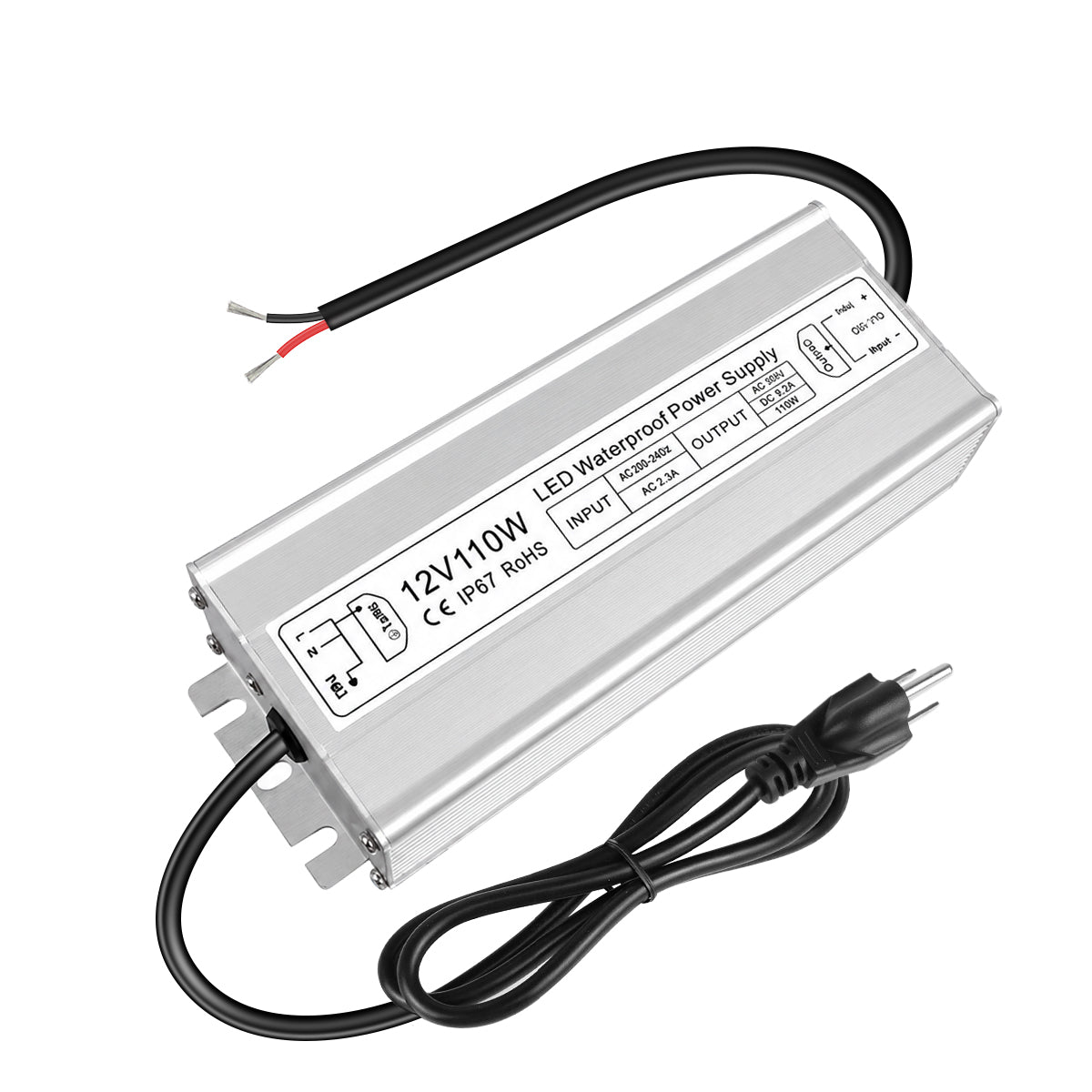 Wasserdichtes 12-V-LED-Netzteil, 30–300 W, 90–265 V Eingang, Einzel-/Doppelkabelausgang, LED-Treiber für den Außenbereich, CE/RoHS/FCC – Optionen für US-/UK-/EU-Stecker und Kabel 