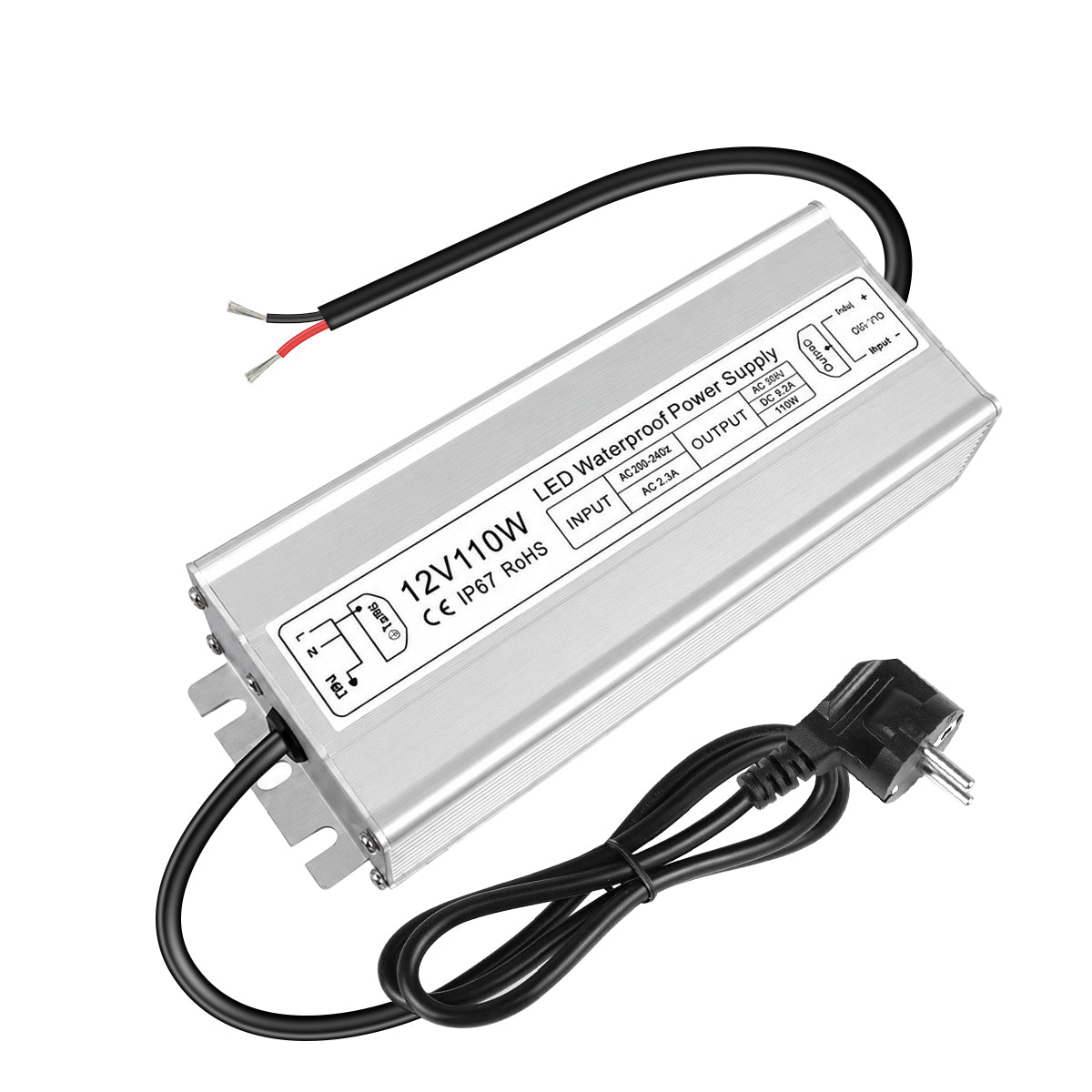 Wasserdichtes 12-V-LED-Netzteil, 30–300 W, 90–265 V Eingang, Einzel-/Doppelkabelausgang, LED-Treiber für den Außenbereich, CE/RoHS/FCC – Optionen für US-/UK-/EU-Stecker und Kabel 