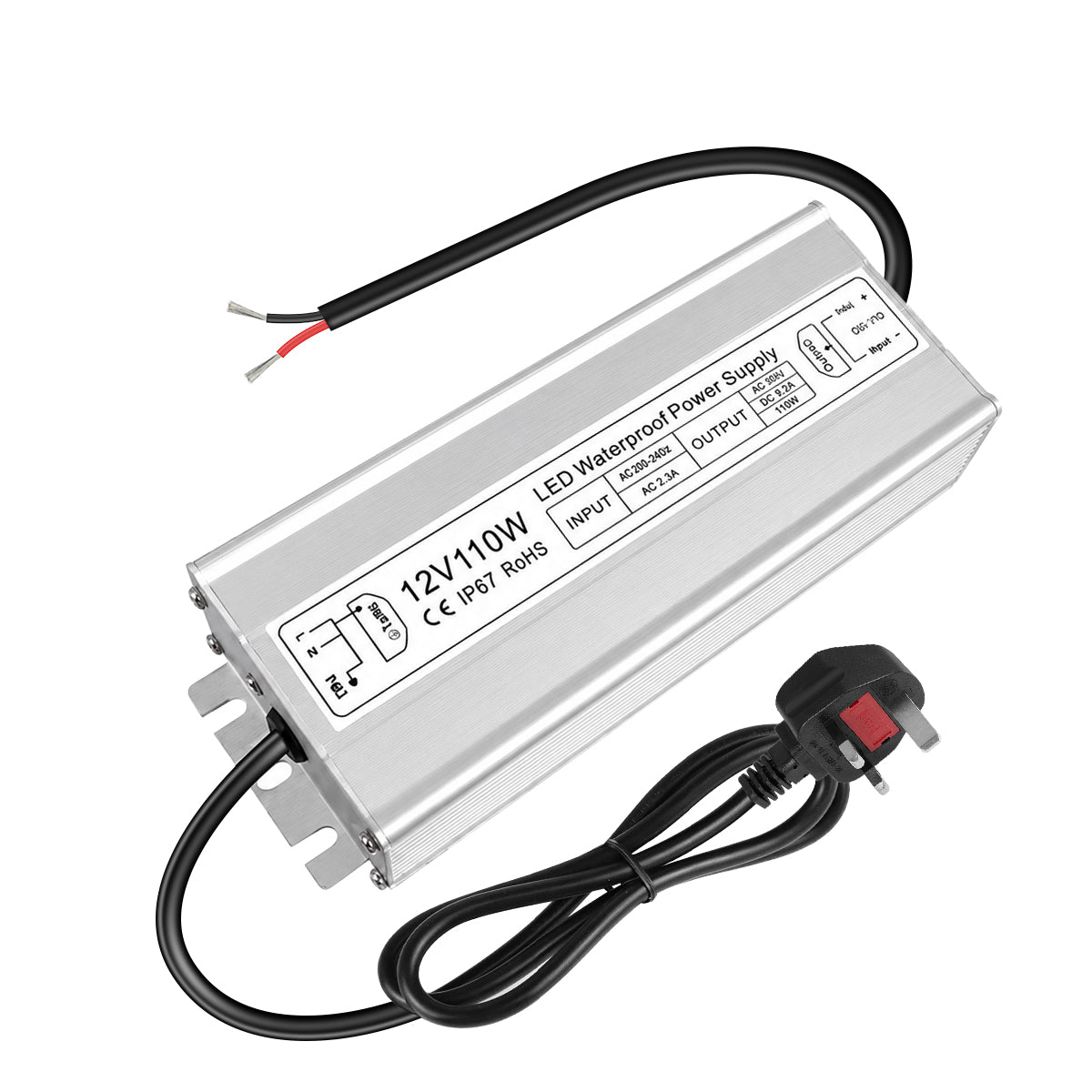 Wasserdichtes 12-V-LED-Netzteil, 30–300 W, 90–265 V Eingang, Einzel-/Doppelkabelausgang, LED-Treiber für den Außenbereich, CE/RoHS/FCC – Optionen für US-/UK-/EU-Stecker und Kabel 