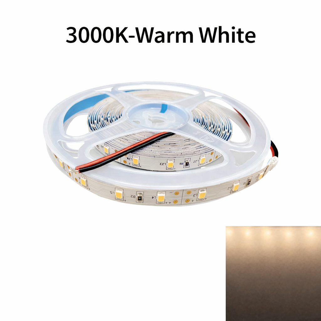 DC12V SMD2835 Single Color LED Strip Light – 60 LEDs/m | 8mm PCB | 0.2W per LED | High Brightness | IP00 / IP67 | Warm White / Natural White / Cool White / Blue | for Mirror, Kitchen Cabinet, Bedroom | 5/50M