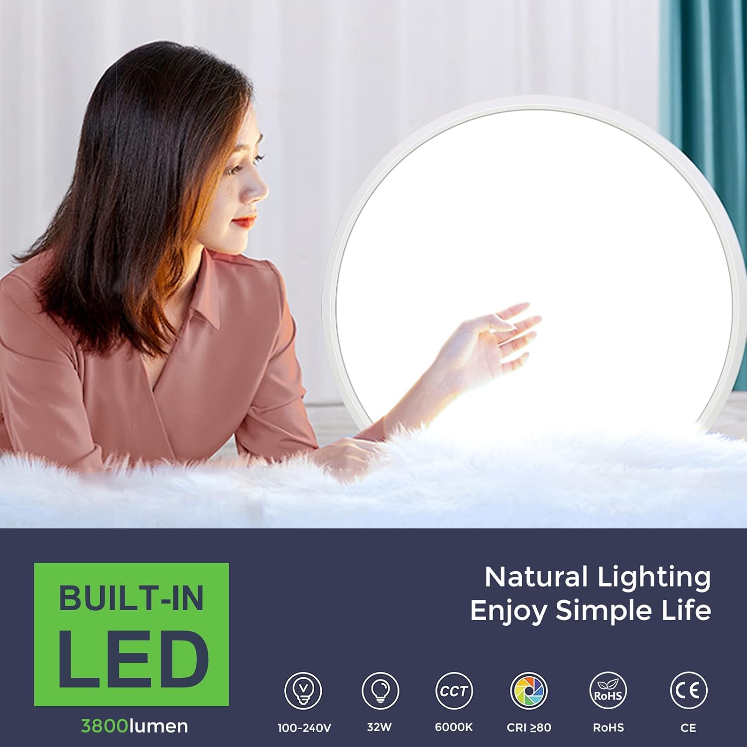 24 Inch Round LED Ceiling Light – 45W – White – 3000K / 4500K / 5000K / 6500K – Flush Mount Ceiling Light – Local Stock (US/UK/DE)