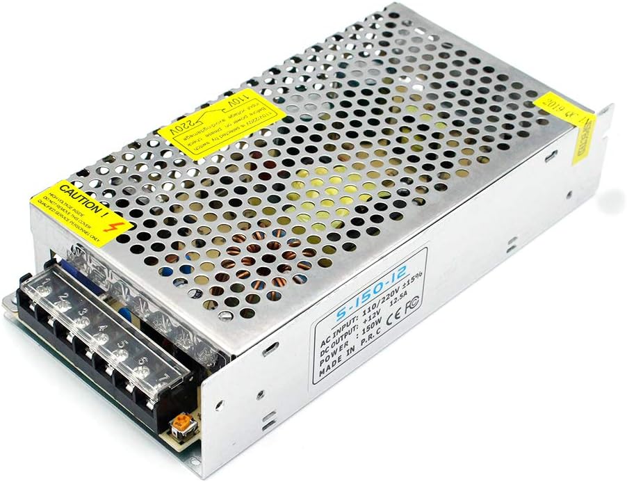 DC 12V/24V Switching Power Supply 60W–250W, AC 110/220V Input, Constant Voltage LED Driver Transformer, Metal Case with Screw Terminals, CE/FCC/RoHS Certified