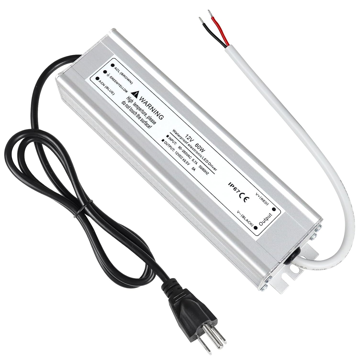 12V Waterproof LED Power Supply 30W–300W, 90–265V Input, Single/Dual Wire Output, Outdoor LED Driver, CE/RoHS/FCC —US/UK/EU Plug & Wire Leads Options