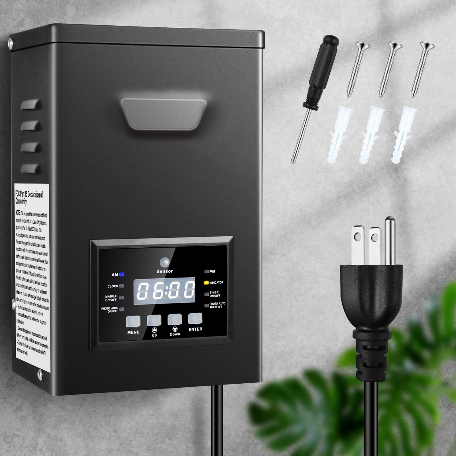 200W / 250W Outdoor Low Voltage Lighting Transformer, Weatherproof 120V AC to 12V/15V AC Power Supply with Timer & Photocell for Yard & Garden Lights