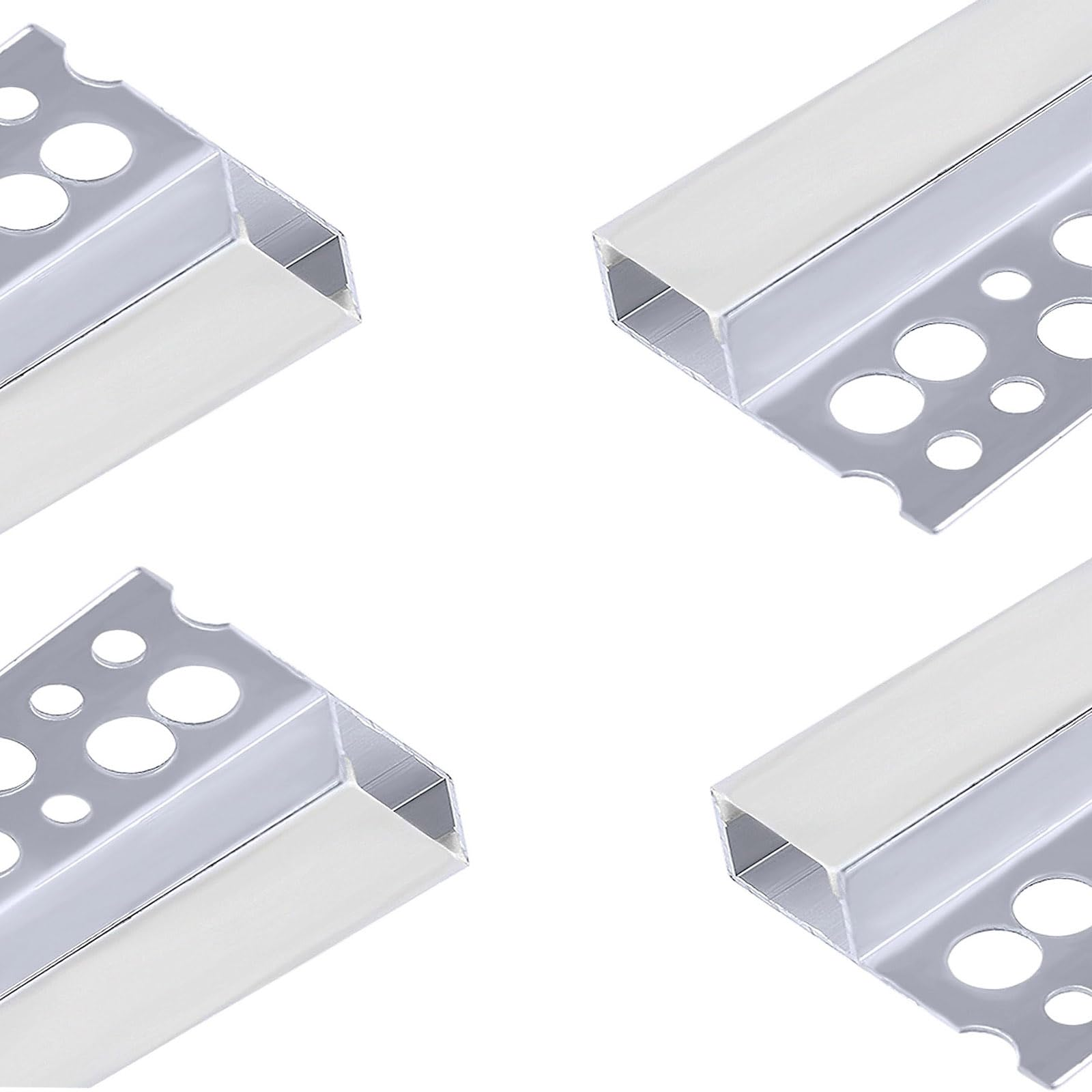 One-Sided Plaster-in Drywall LED Aluminum Channels– Fit for 1 to 12mm LED Strip | 1Meter | Silver | Milky White Cover | 4 / 6 / 10 -Pack | Local Stock US/UK