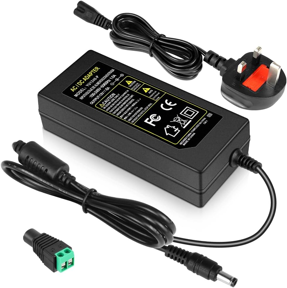 DC 12 V Desktop-Netzteiladapter 36 W–120 W, AC 100–240 V Eingang, Schalttransformator-Ladegerät mit US/UK-Stecker – für LED-Streifenlichter, CCTV, Pumpen und Elektronik