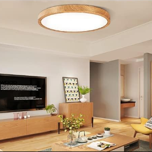 AC 220–240V Round LED Ceiling Light – Wood Grain – 24W – 3000K / 4500K / 5000K / 6500K – Flush Mount Ceiling Light – Local Stock (UK/DE)