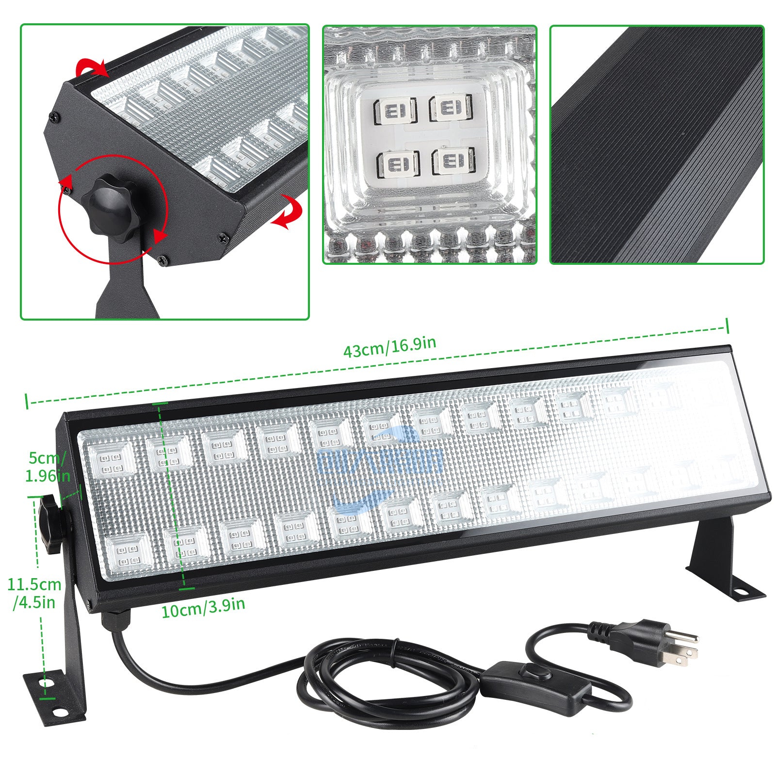 100W UV LED Wall Washer Light – 395–400nm Black Light |AC110V / AC220V| Plug-in with On/Off Switch | Fluorescent Effect for Stage, Party & Event Lighting | 1 / 2-Pack