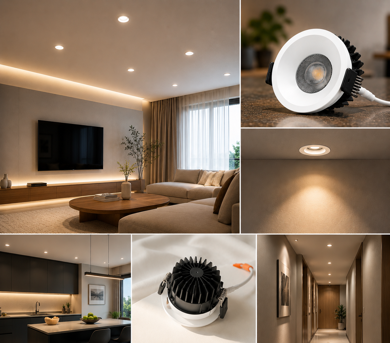 Plafonnier LED 3 W/5 W/7 W/9 W antireflet et antibuée à intensité variable, IRC 80, concave profond, série DFX