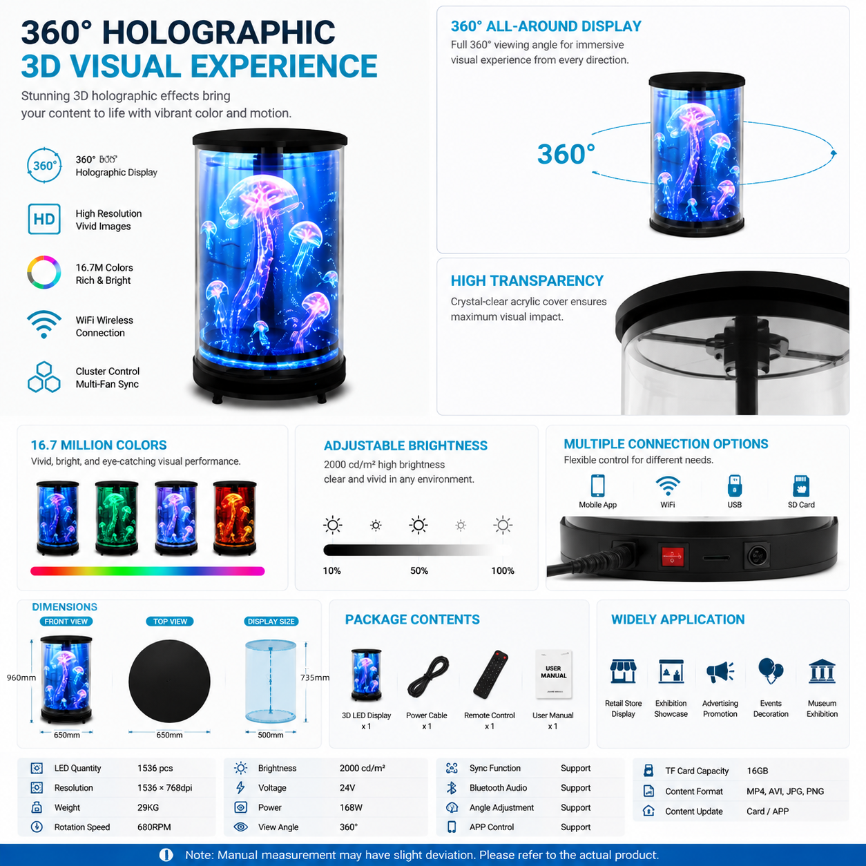 Kostenloser Versand 43cm WiFi APP Gesteuert 3D Hologramm Fan Display