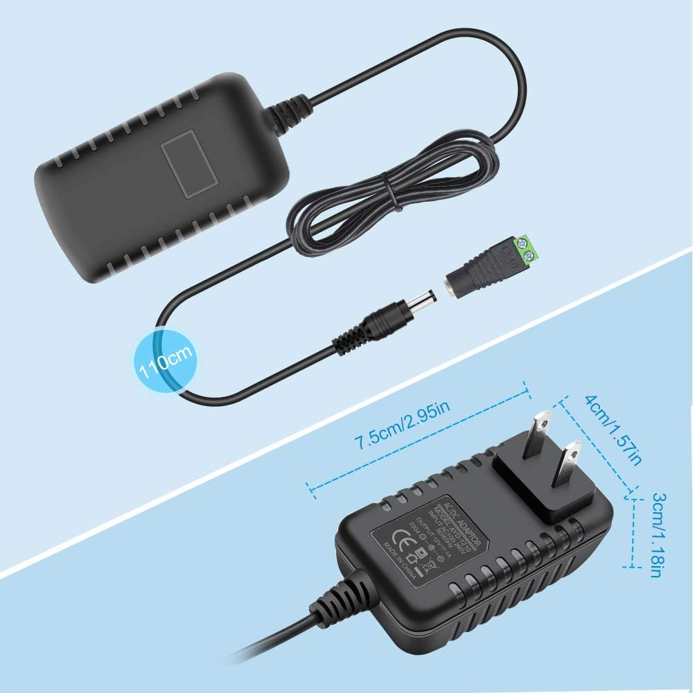 12V Power Supply Adapter 12W/24W, AC 100–240V Input, Wall Plug Transformer, Black Case — US/UK Plug, LED Driver for Strip/CCTV/Electronics