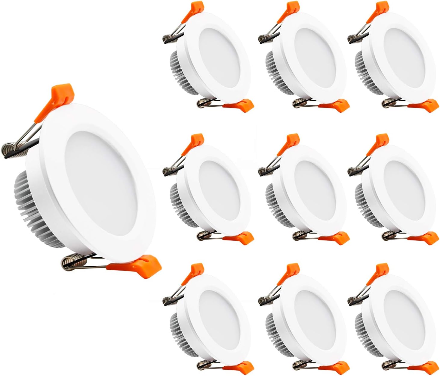 Mattiertes LED-Downlight der ECO-1-Serie – Weißes Gehäuse – TRIAC-dimmbar – 3 W/5 W/7 W/9 W – 4er-Pack/10er-Pack – 2700 K–6000 K – 100–130 V / 200–240 V