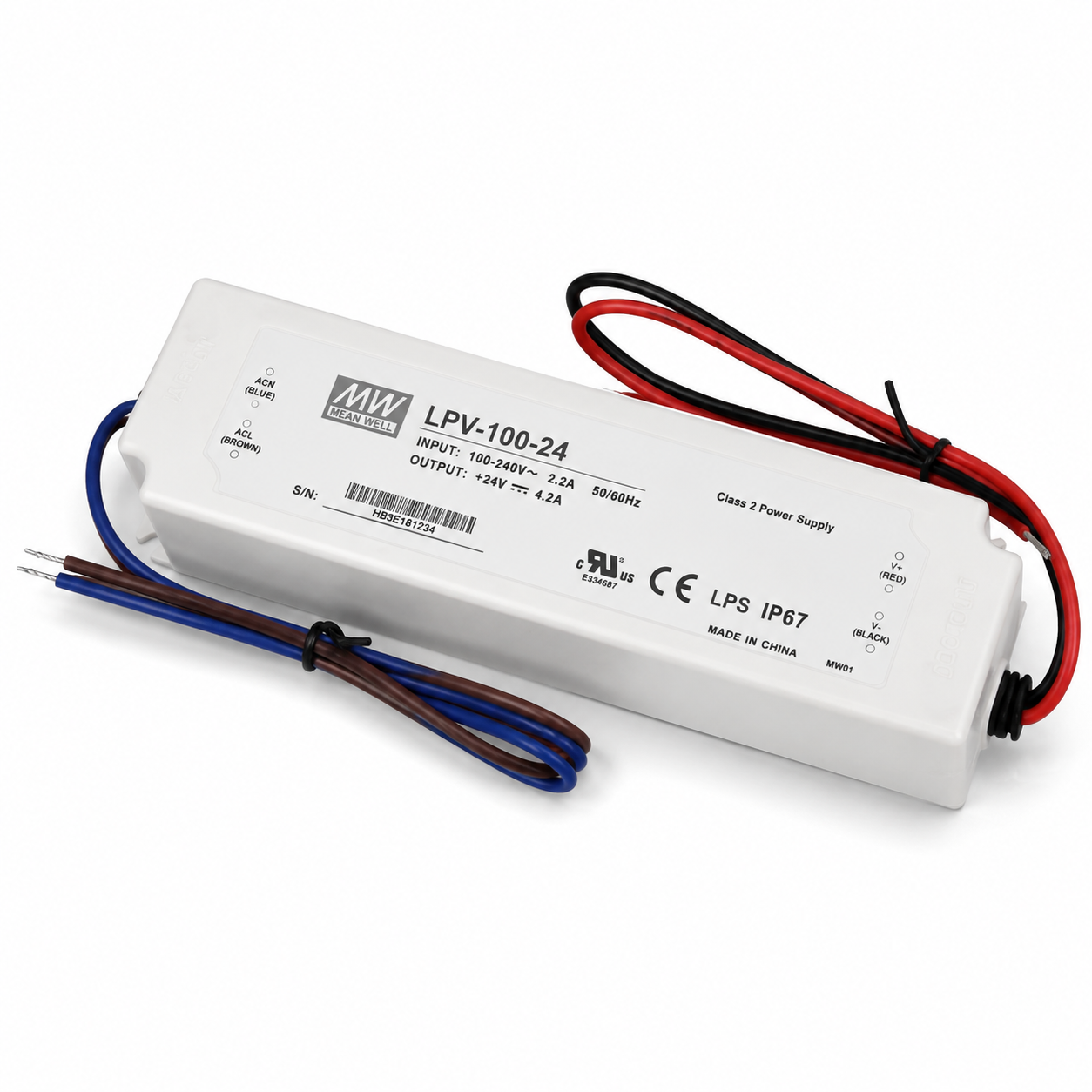 MEANWELL LPV Series IP67 Waterproof Switching Power Supply - 12V / 24V DC Output Voltage | 35W / 60W / 100W / 150W | AC90-264V | IP67 Waterproof | Plastic Housing | UL / CE Certified