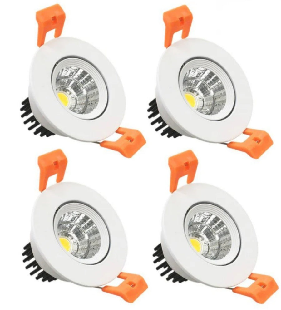 ECO-2 Series Adjustable COB LED Recessed Downlight – White Housing – TRIAC Dimmable – 3W/5W/9W – 4-Pack/10-Pack – 3000K–6000K – 100–130V / 200–240V