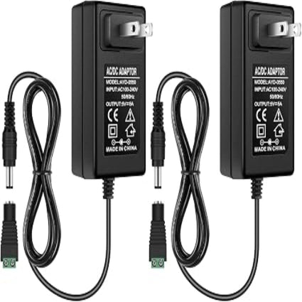 DC 5V Plug-in Power Supply Adapter 25W, AC 100–240V Input, Black Housing Wall Charger Transformer with US Plug — for LED Strip Lights, Router, USB Devices, Electronics