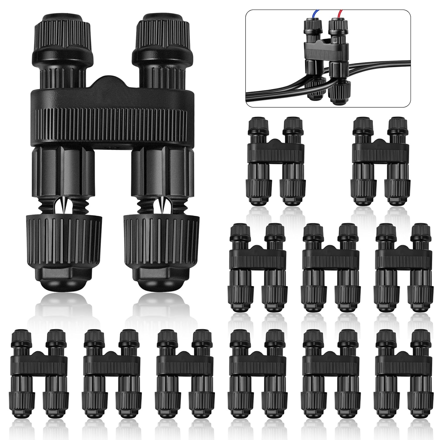 Low Voltage Wire Connectors, 12 Pack Landscape Lighting Connectors, Waterproof Fastlock2 Style Low Voltage Landscape Wire Connectors for 12–18 Gauge Wire, Pathway & Garden Lights