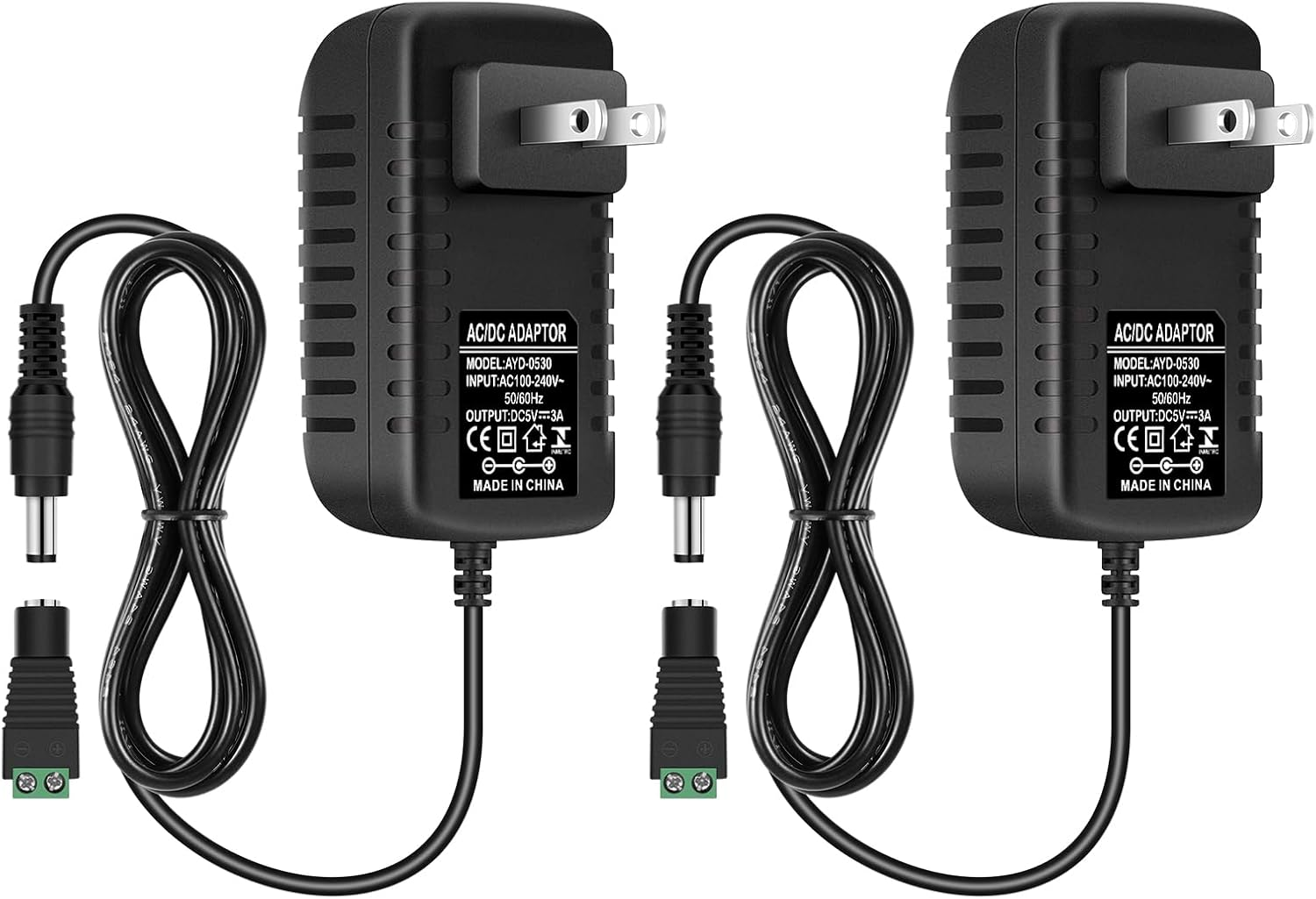 DC 5V Plug-in Power Supply Adapter 15W/25W, AC 100–240V Input, Wall Charger Transformer with US Plug — for LED Strip Lights, Router, USB Devices, Electronics