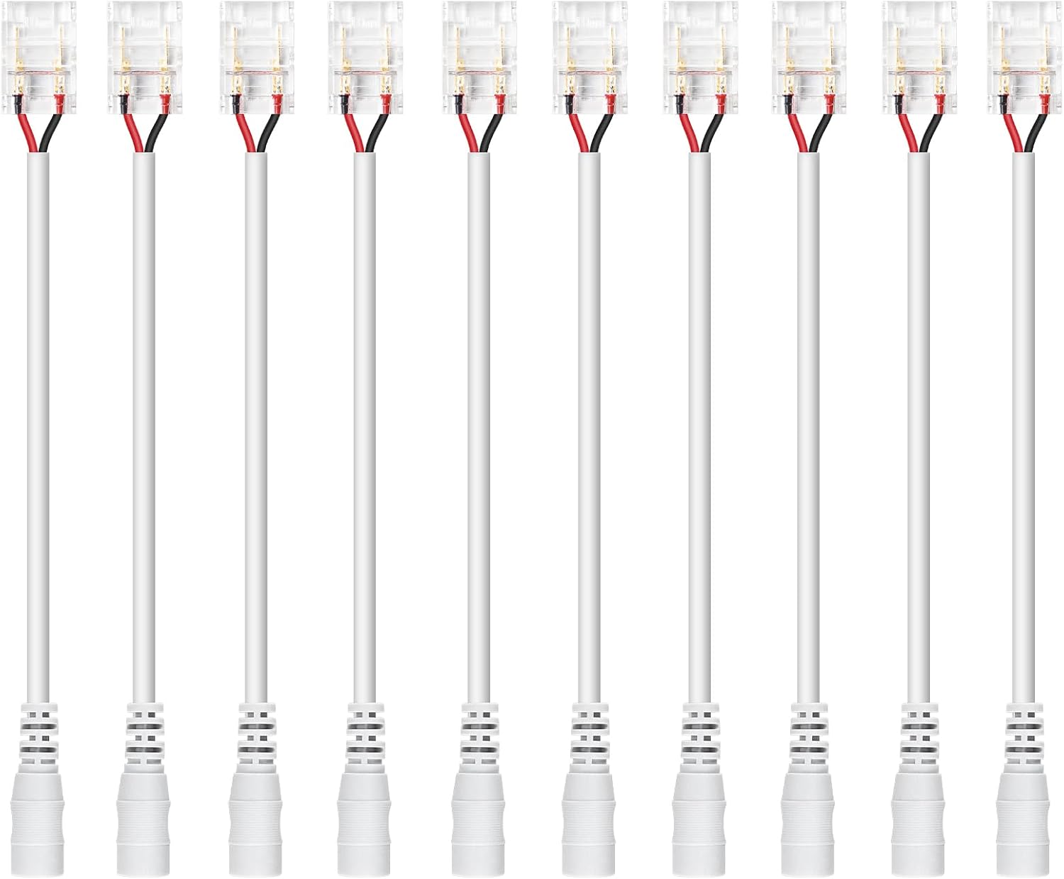 Transparent Crystal LED Strip Connectors – 10mm 2Pin Solderless Clips | Strip to Wire / Strip to Strip / DC Adapter – Local Stock US/UK