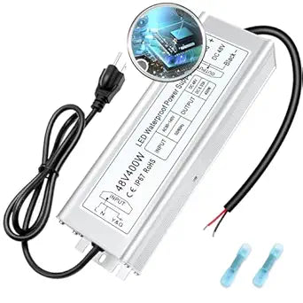 48V LED Driver, 90–140V Input, 100W–400W, Single Output Constant Voltage Power Supply, Aluminum Housing, IP67 Waterproof, CE/RoHS/FCC — US Plug & Wire Leads Options