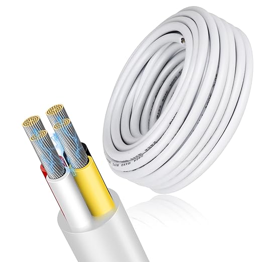 20 AWG Electrical Cable, 2/3/4/5 Conductor Stranded Tinned Copper Wire, Black/White PVC Sheathed Flexible Extension Cord for DIY Wiring, 10/20/50m (33ft–165ft) Options