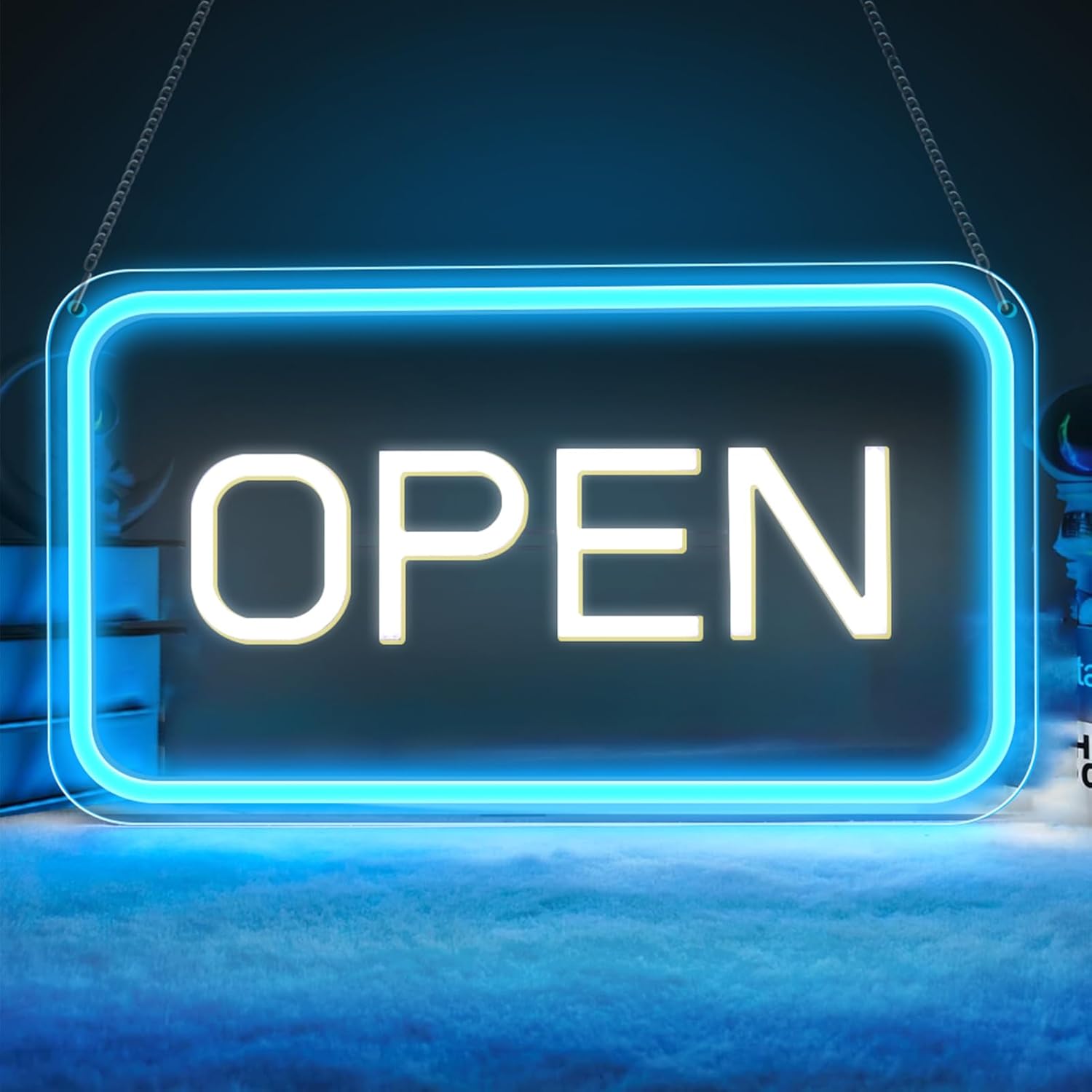 Vertical OPEN Neon Sign – USB Powered | 17×9 inch (44×24 cm) | 6 Color Options | LED Window Hanging Light for Storefronts