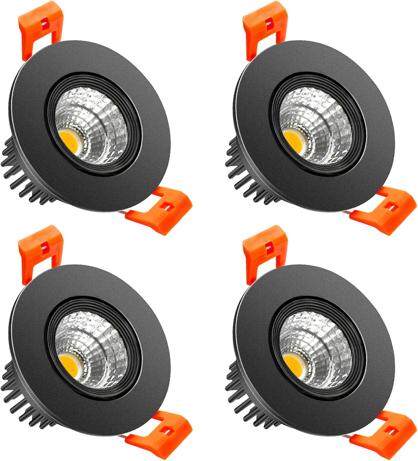 ECO-2 Series Adjustable COB LED Recessed Downlight – Black Housing – TRIAC Dimmable – 3W/5W/9W – 4-Pack/10-Pack – 3000K–6000K – 100–130V / 200–240V