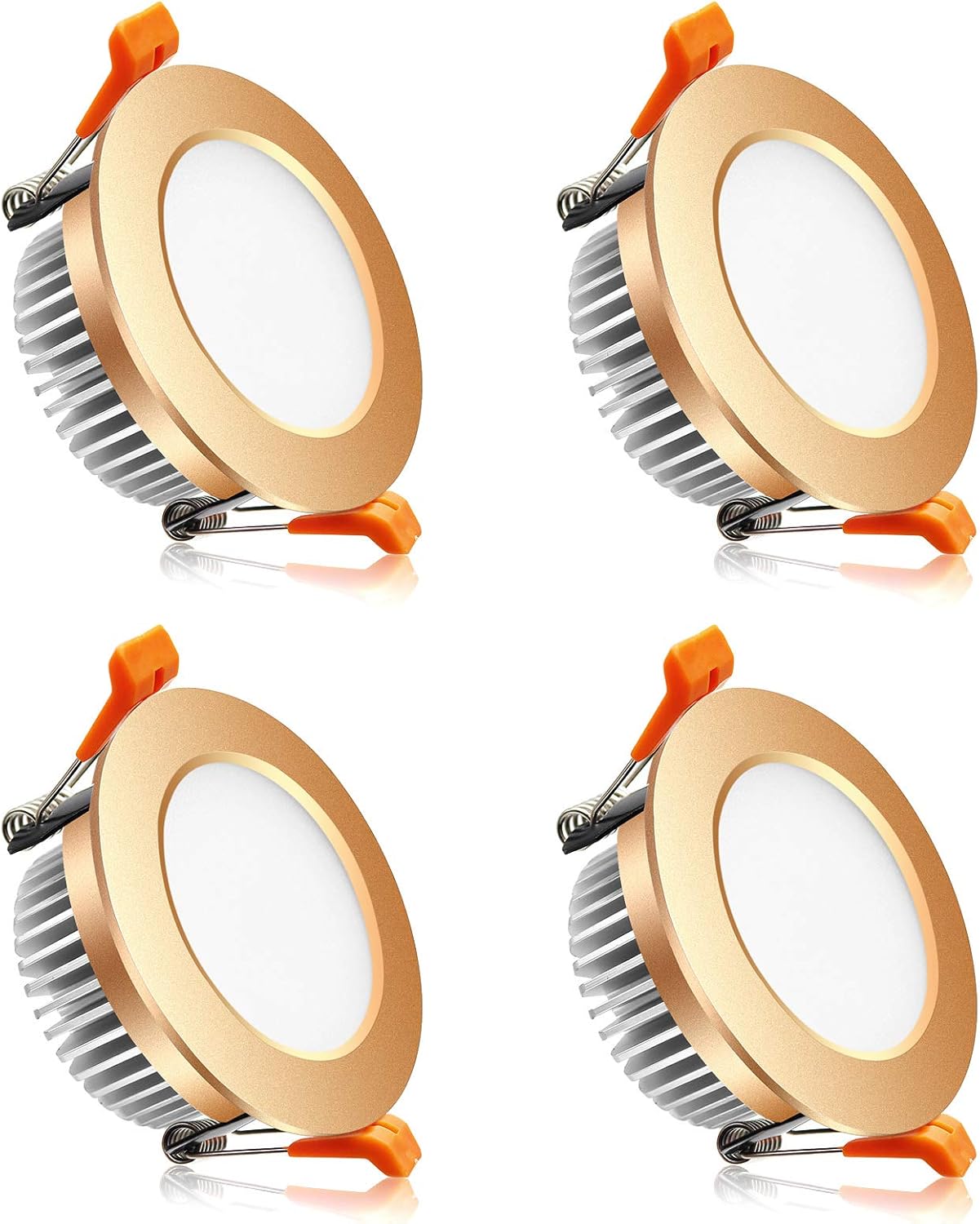 ECO-1 Series Frosted LED Downlight – Gold Housing – TRIAC Dimmable – 3W/5W/7W/9W – 4-Pack/10-Pack – 2700K–6000K – 100–130V / 200–240V