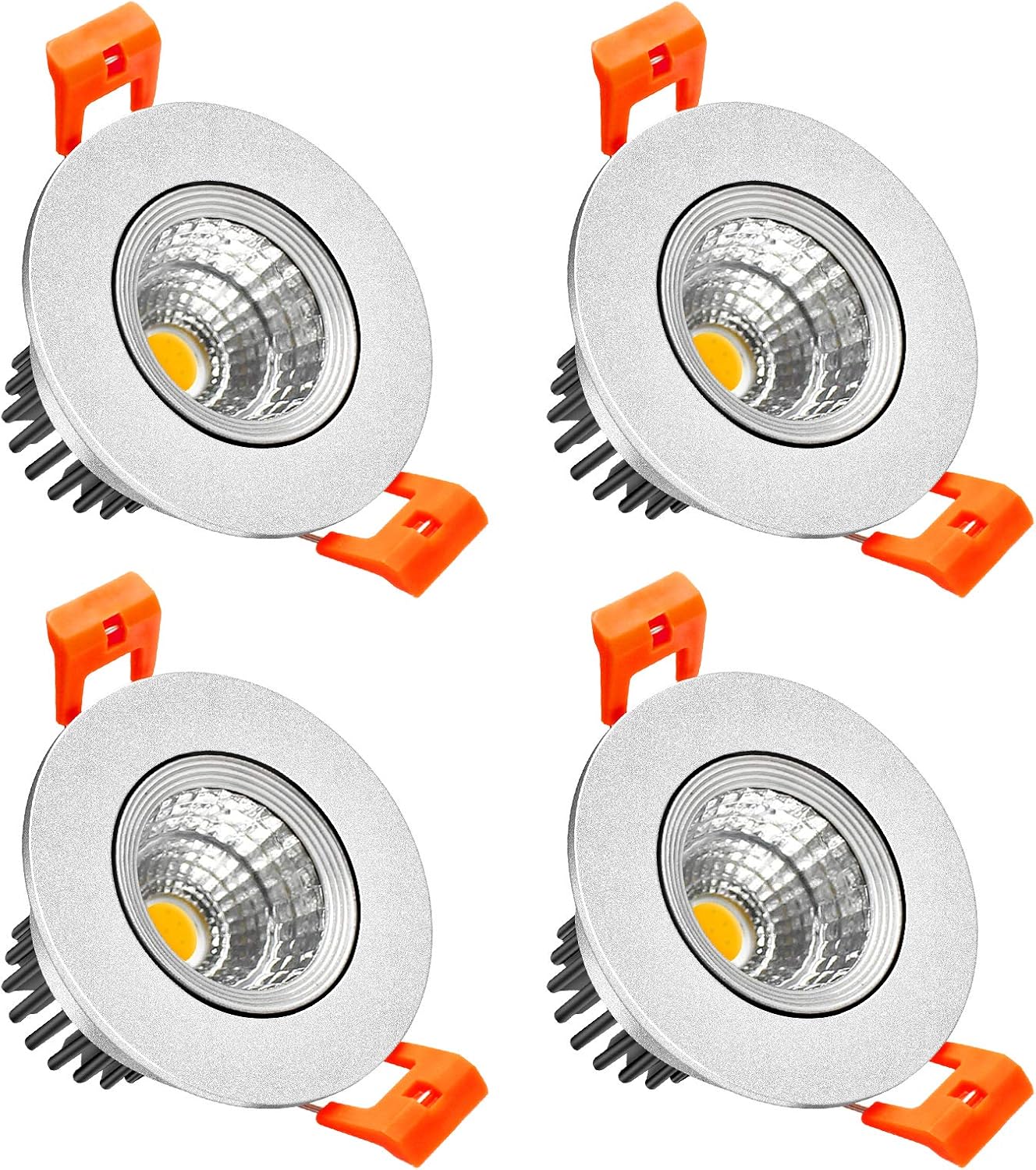 ECO-2 Series Adjustable COB LED Recessed Downlight – Silver Housing – TRIAC Dimmable – 3W/5W/9W – 4-Pack/10-Pack – 3000K–6000K – 100–130V / 200–240V
