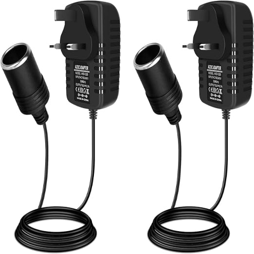 DC 12V Cigarette Lighter Power Supply Adapter 30W, AC 100–240V to 12V Converter Transformer, Car Socket Charger for Pump, Cooler, LED Lights — UK Plug
