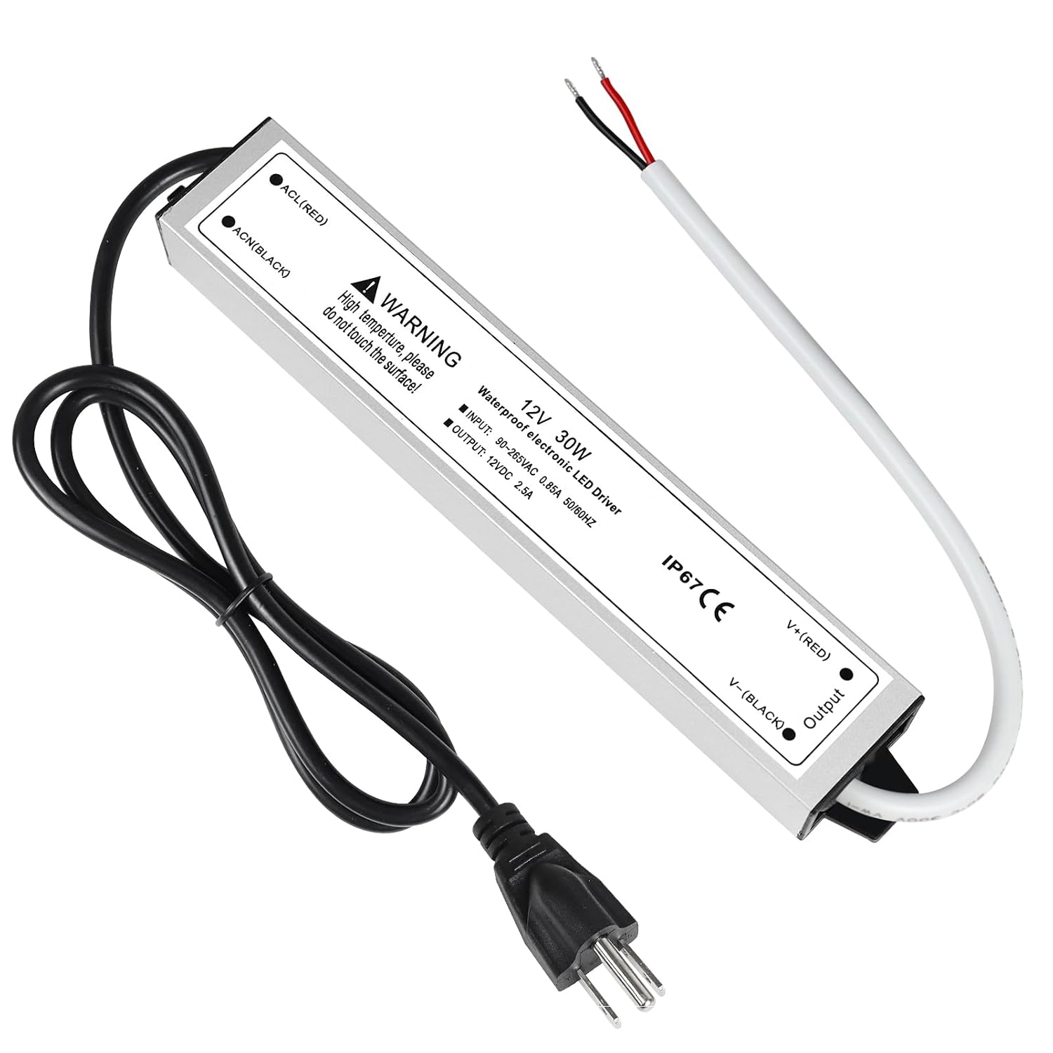 12V Waterproof LED Power Supply 30W–300W, 90–265V Input, Single/Dual Wire Output, Outdoor LED Driver, CE/RoHS/FCC —US/UK/EU Plug & Wire Leads Options