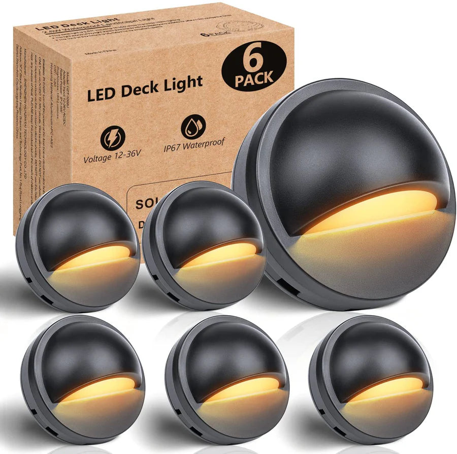 Low Voltage LED Deck Lights - 2.5W | 3000K / 4000K | AC/DC 12–36V | IP67 Waterproof | Outdoor Lights for Walkway Stair Post Railing | 6 /12-Pack