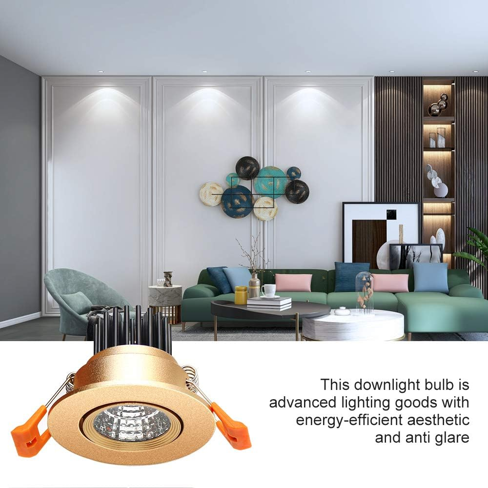 ECO-2 Series Adjustable COB LED Recessed Downlight – Gold Housing – TRIAC Dimmable – 3W/5W/9W – 4-Pack/10-Pack – 3000K–6000K – 100–130V / 200–240V